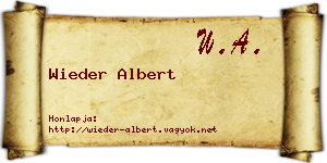 Wieder Albert névjegykártya